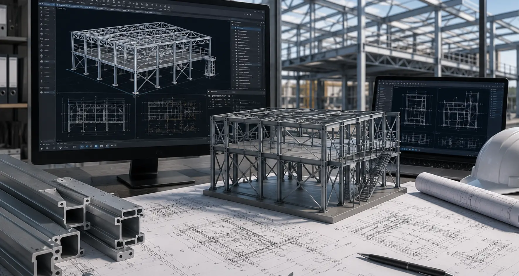 Modélisation 3D et plans de fabrication de structures métalliques et aluminium